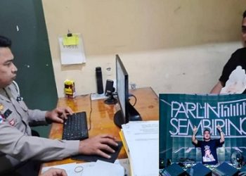 Pengemudi mobil Fortuner bernama Parlin Sembiring yang menabrak penarik betor saat diperiksa di Sat Lantas Polrestabes Medan. (Foto Ist)