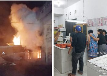 rumah lantai 3 kondisi terbakar dan jenajah AA diruangan jenajah RSUD dr Djasamen Saragih