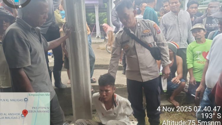 Tersangka Curanmor Dionsius Pakpahan saat diamankan dari TKP