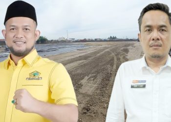 Wakil Ketua DPRD Kota Medan, Hadi Suhendra- Kadis PKPCKTR Kota Medan John Ester Lase dan area lahan milik
PT Intercon Terminal Indonesia. (Foto Kolase Romulo)