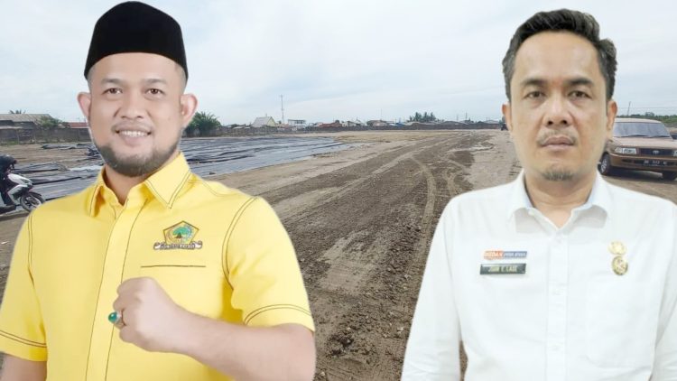 Wakil Ketua DPRD Kota Medan, Hadi Suhendra- Kadis PKPCKTR Kota Medan John Ester Lase dan area lahan milik
PT Intercon Terminal Indonesia. (Foto Kolase Romulo)