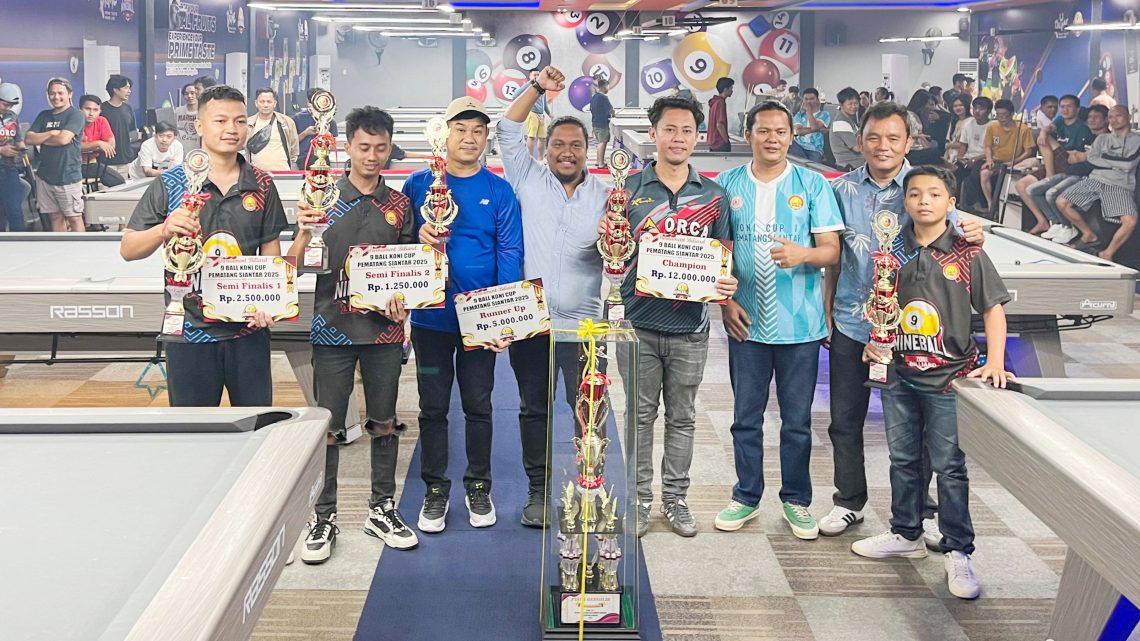 Wali Kota Pematangsiantar Wesly Silalahi SH MKn diwakili Kepala Dinas Pariwisata Muhammad Hamam Sholeh AP menutup resmi Nine Ball KONI Cup 1 Pematangsiantar