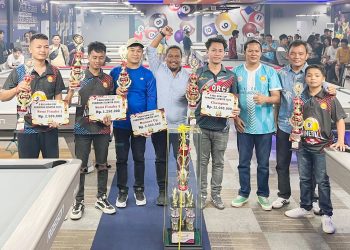 Wali Kota Pematangsiantar Wesly Silalahi SH MKn diwakili Kepala Dinas Pariwisata Muhammad Hamam Sholeh AP menutup resmi Nine Ball KONI Cup 1 Pematangsiantar