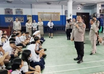 Kabag SDM AKP Mara Lidang Lidang Harahap sosialisasi penerimaan murid baru SMA Kemala Taruna Bhayangkara di SMP Sultan Agung