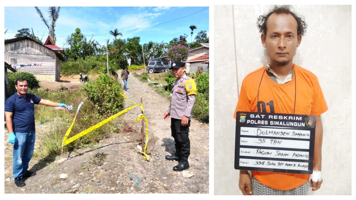 TKP pembunuhan dan pelaku Dolmansen Sipayung yang sudah ditangkap