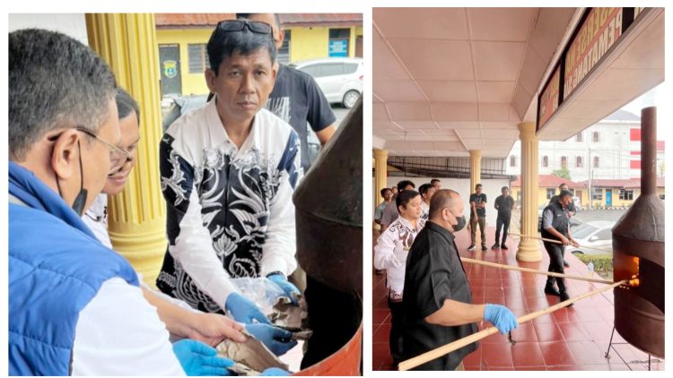Kasat Resnarkoba AKP Irwanta Sembiring SH. MH pimpin pemusnahan barang bukti narkotika jenis ganja seberat 12,95 gram