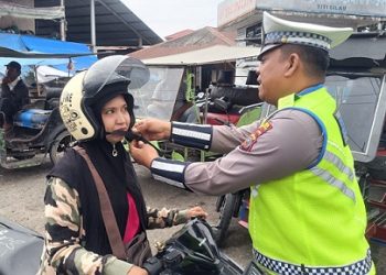 Sat Lantas Polres Tanjungbalai Edukasi Tertib Lalu Lintas di Pos Padat Pagi Hari