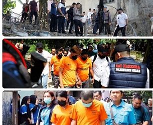 Kapolrestabes Medan, Kombes Pol Dr Jean Calvijn Simanjuntak dan unsur Forkopimda saat paparan kasus narkoba dengan menghadirkan para tersangka di Kampung Pria Laut 3, Kelurahan Lalang, Kecamatan Medan Sunggal, Kota Medan. (Foto Ist)