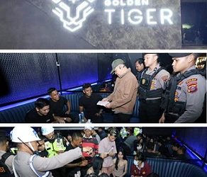 Personil gabungan razia THM Golden Tiger/ HW Tiger Club Medan di Jalan Putri Merak Jingga, Kesawan, Kecamatan Medan Barat, Kota Medan. (Foto Ist)