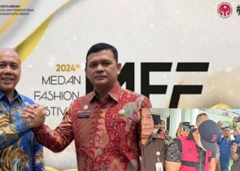 Benny Iskandar Nasution Kadis Koperasi, UKM, Perindustrian dan Perdagangan Medan dan Erwin Saleh Kadis Perhubungan Medan dijerat kasus dugaan korupsi Medan Fashion Festival. (Foto Ist)