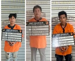 Pelaku " rayap kayu" beserta dua penadah yang ditangkap Polsek Medan Timur. (Foto Ist)