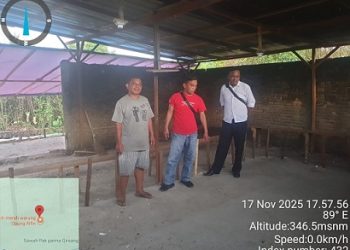 Personil Polsek Tanah Jawa saat pengecekan dan tidak temukan judi sabung ayam di warung milik Iwan Sinaga