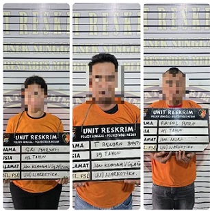 Tiga terduga pelaku narkoba yang diamankan Polsek Medan Sunggal. (Foto Ist)
