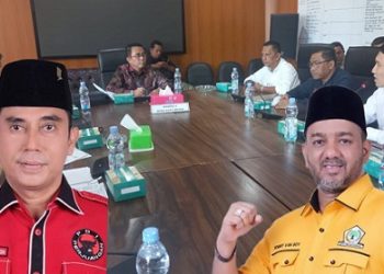 Rapat Dengar Pendapat (RDP) diruangan Komisi 4 DPRD Medan dipimpin Paul Mei Anton Simanjuntak terkait pembangunan Mutia Garden di Jalan Cut Mutia, Kelurahan, Madras Hulu, Kecamatan Medan Polonia yang juga dipertanyakan anggota Komisi 4 Rommy Van Boy soal PBG. (Foto Ist)