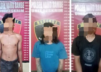 ketiga komplotan pelaku curanmor yang ditangkap Polsek Namo Rambe