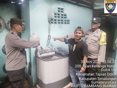 Personil Polsek Serbalawan saat olah TKP