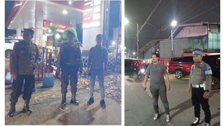 Personil Polres Pematangsiantar monitoring dan pengamanan pengisian BBM di SPBU