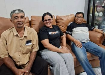 Wakil Ketua Panitia Natal Patambor Kota Medan Marsal Manurung, Bendahara Dormauli Br Manurung, Sekretaris Organda Manurung. (Foto Ist)