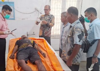 Jenajah Padlisamana alias Padli diruangan jenajah RSUD Tengku Mansyur Tanjungbalai