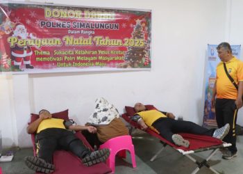 Personil Polres Simalungun saat donor darah