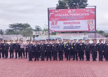 Kapolres Simalungun AKBP Marganda Aritonang, S.H. S.I.K., M.M pimpin upacara hari Bela Negara