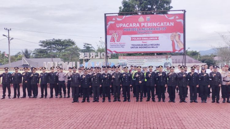 Kapolres Simalungun AKBP Marganda Aritonang, S.H. S.I.K., M.M pimpin upacara hari Bela Negara