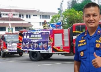 Mobil Dinas Damkarmat Pemko Medan dikirimkan ke wilayah terdampak bencana ke Aceh Tamiang yang dipimpin Plt Kepala Dinas Damkarmat Kota Medan, Wandro. (foto Ist)