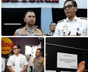 Kapolrestabes Medan Kombes Pol Dr. Jean Calvijn Simanjuntak, S.I.K., M.M bersama Wali Kota Medan Rico Tri Putra Bayu Waas saat meninjau THM View Tonga Bar / Detonga Rooftop Beer's House, yang berada di area New De ’Tonga Hotel Jalan Sei Belutu No. 5/7, Kelurahan PB Selayang I, Kecamatan Medan Selayang. (Foto Ist)