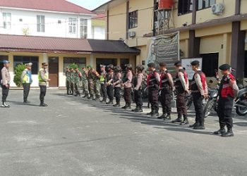 Kabag Ops AKP Ilham Harahap SH. MH saat berikan arahan apel patroli skala besar