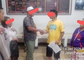 Piket SPKT, Bhabinkamtibmas dan Unit Reskrim selesaikan dugaan penganiayaan yang terjadi di jalan Damar Gang Durian