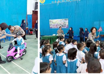 Kasat Lantas AKP Friska Susana SH, Kanit Regident IPTU Elon Sitinjak S.H, Kanit Kamsel IPDA Serly Tarigan, Kaurmintu AIPTU Darwin Sitorus, Pengatur TK-1 Albert Tobing dan Personil sosialiasi di TK Sultan Agung