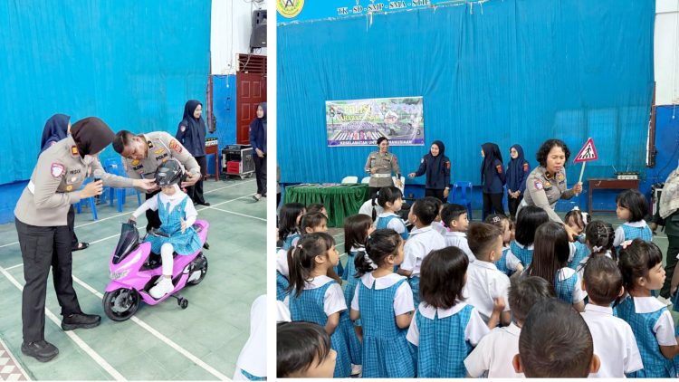 Kasat Lantas AKP Friska Susana SH, Kanit Regident IPTU Elon Sitinjak S.H, Kanit Kamsel IPDA Serly Tarigan, Kaurmintu AIPTU Darwin Sitorus, Pengatur TK-1 Albert Tobing dan Personil sosialiasi di TK Sultan Agung