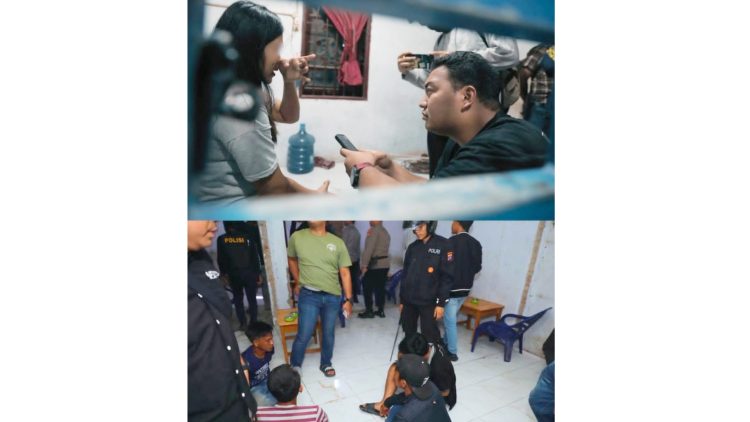 Personil gabungan Polrestabes Medan menggempur kawasan Jermal VII/Jalan Satria 10, Kecamatan Percut Sei Tuan, Medan (Foto Ist)