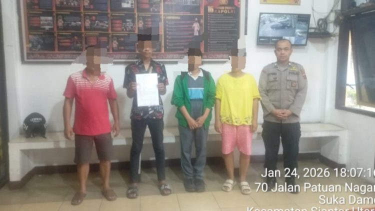 Piket SPKT Polsek Siantar Utara saat problem solving kedua belah pihak