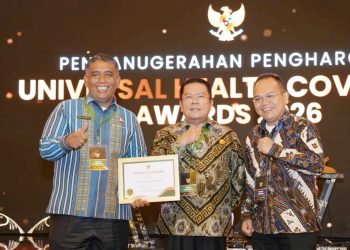 Wali Kota Pematangsiantar Wesly Silalahi SH MKn bersama BPJS Kesehatan Cabang Pematangsiantar raih Penghargaan Universal Health Coverage (UHC) Award Tahun 2026 Kategori Pratama.