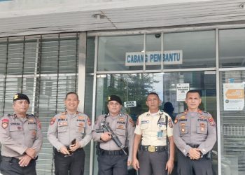 Kasat Samapta Polres Pematangsiantar AKP Mariduk Tambunan SH. MH bersama KBO IPTU Pitra Jaya SP, SH, Kanit Pamobvit IPTU Rudi Setiawan, S.Sos, Kanit Turjawali IPDA Vernando Sinaga cek lokasi pengamanan objek vital