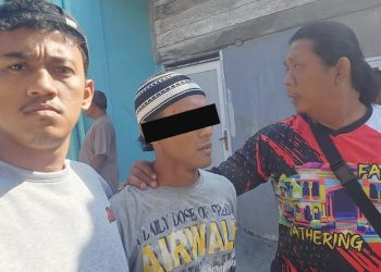 Pelaku penganiyaan poskamling yang ditangkap personel Polsek Medan Sunggal. (Foto Ist)