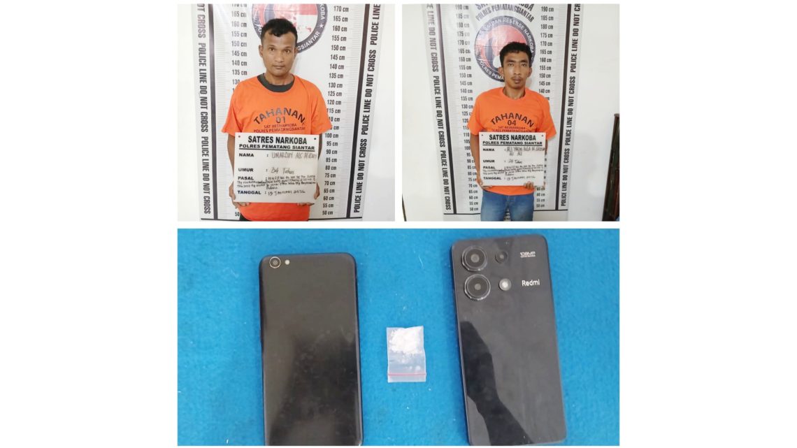 Kedua tersangka U alias M dan AYAMS beserta barang bukti diamankan di Sat Resnarkoba Polres Pematangsiantar