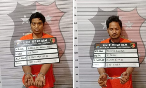Dua pelaku pencurian besi tower yang ditangkap Polsek Medan Tuntungan. (Foto Ist)