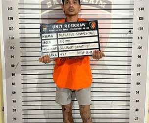 Pelaku residivis kasus pencurian diduga terlibat aksi pembobolan rumah mewah di Jalan Mahameru, Kelurahan Glugur Darat I, Kecamatan Medan Timur Maratur Simanjutak yang pincang kena timah panas polisi. (Foto Ist)