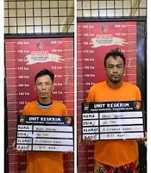 Dua pelaku rayap besi yang ditangkap personel Polsek Medan Baru. (Foto Ist)