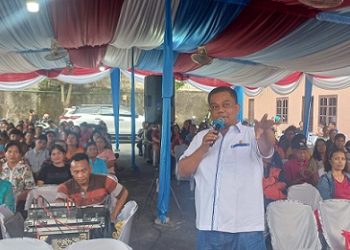 Anggota DPRD Kota Medan Binsar Simarmata saat Sosper ke I Tahun 2026 produk hukum Pemko Medan Perda  Nomor 3 Tahun 2021 tentang Penyelenggaraan Administrasi Kependudukan (Adminduk). (Foto Ist)