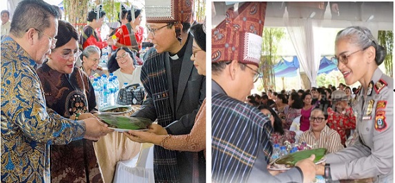 Wali Kota Pematangsiantar Wesly Silalahi SH MKn dan Kapolres Pematangsiantar AKBP Sah Udur SH. SIK. MH menghadiri acara Open House Partonggoan Bona Tahun 2026 Kantor Sinode GKPS