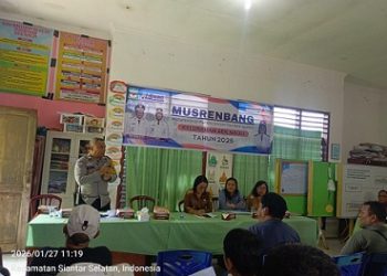 habinkamtibmas Kelurahan Aek Nauli AIPDA Herry Susanto Tarigan SH menghadiri kegiatan Musrenbang di Kantor Kelurahan Aek Nauli