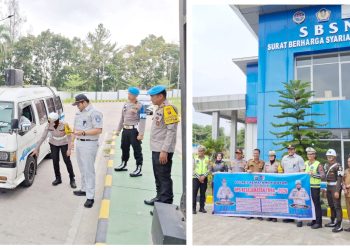 Kasi Propam Kasi propam AKP Henry Palona Bangun S.H, Kasat Lantas AKP Friska Susana S.H pimpin Ramcek, Periksa Kesehatan dan Tempel Stiker Ops Keselamatan Toba 2026 di Terminal Tanjung Pinggir