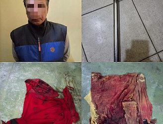 Pelaku penganiayaan, KH dan barang bukti