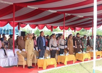 Kapolres Pematangsiantar AKBP Sah Udur T.M. Sitinjak SH. SIK. MH dan Kapolres Simalungun AKBP Marganda Aritonang, SH, SIK, MM menghadiri upacara pembukaan TNI Manunggal Membangun Desa (TMMD) ke-127 Tahun