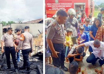 Kapolsek Siantar Marihat AKP Doni Simanjuntak SH saat pimpin cek TKP 