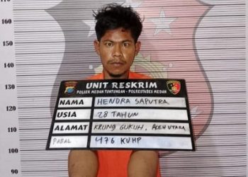 Pelaku pencurian sepeda motor yang ditangkap Polsek Medan Tuntungan. (Foto Ist)