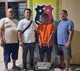Pelaku SYB dan barang bukti diapit Tim Opsnal Unit Reskrim Polsek Perdagangan